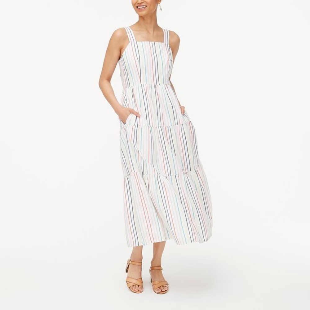 J.Crew Factory Tiered Maxi Dress in Cotton Poplin